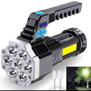 High Power LED Flashlight, Handheld USB Rechargeable Flashlight, 7-core Portable